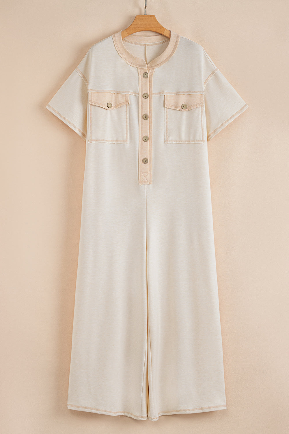 Jet Stream Patchwork Pocket Short Sleeve Jumpsuit